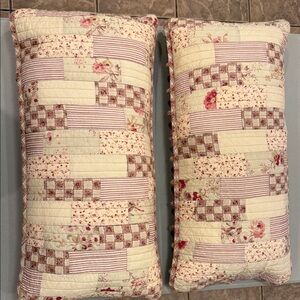 Arhaus patchwork lumbar feather pillows